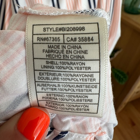 BB Dakota Salmon Navy & White Striped Sundress size Small - Picture 4 of 7